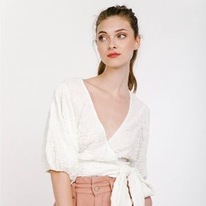White Wrap Crop Top - Large